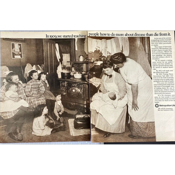 Metropolitan Life *In 1909 we stated teaching about Disease 2 Page Print Ad 1970 - Picture 1 of 1